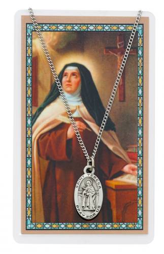 St. Teresa Avila Pewter Medal With Holy Card