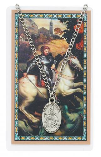St. George Pewter Medal With Holy Card
