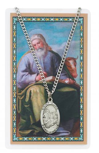 St. Luke Pewter Medal With Holy Card