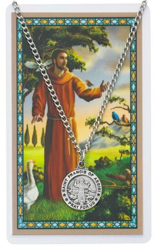 St. Francis Assisi Pewter Medal With Holy Card