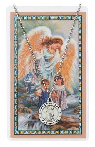 Guardian Angel Pewter Medal With Holy Card