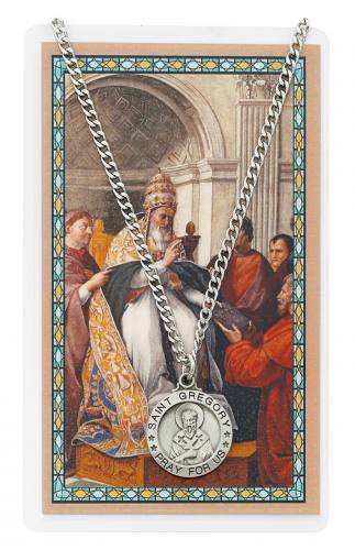 St. Gregory Great Pewter Medal With Holy Card