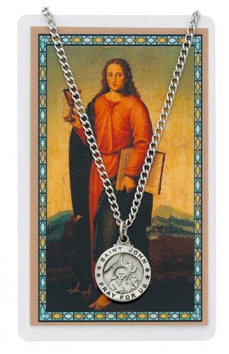 St. John Apostle Pewter Medal With Holy Card