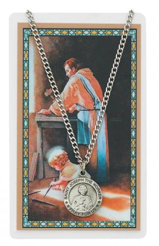 St. Joseph Worker Pewter Medal With Holy Card