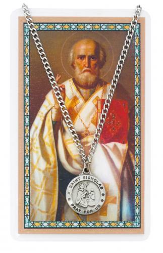 St. Nicholas Pewter Medal With Holy Card