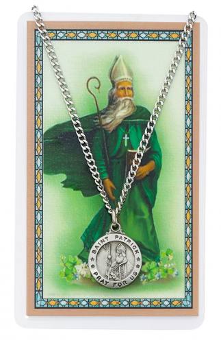 St. Patrick Pewter Medal With Holy Card
