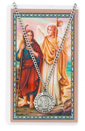 St. Raphael Pewter Medal With Holy Card