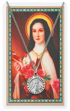 Saint Therese Lisieux Pewter Medal With Holy Card
