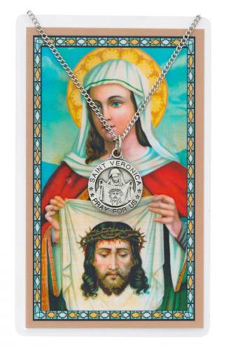 St. Veronica Pewter Medal With Holy Card