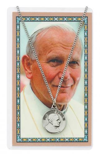 St. John Paul II Pewter Medal With Holy Card