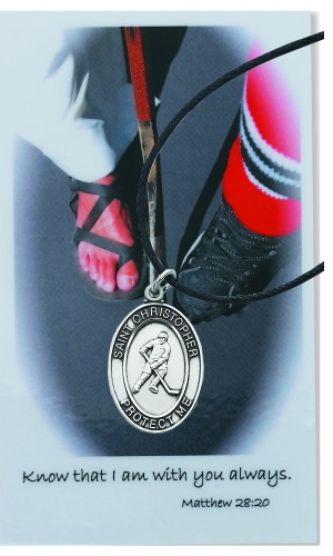 Sport Medal St. Christopher Ice Hockey Men 1 inch Pewter Silver