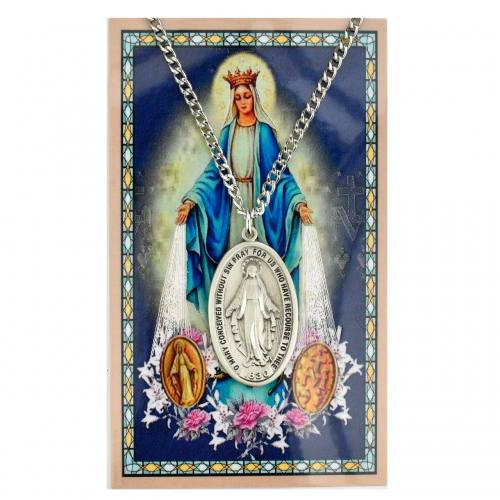 Mary Our Lady of Miraculous Medal Pewter Medal With Holy Card