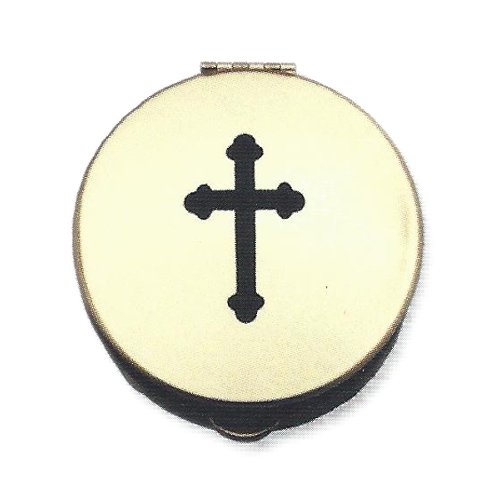 Pyx Cross Stamped Black Plated Brass Small