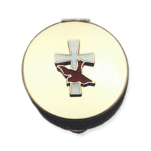 Pyx Dove & Cross Enameled Plated Brass Small