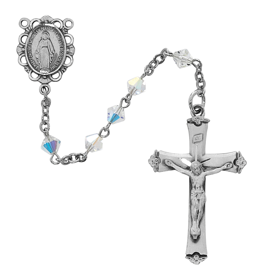 Crystal Swarovski Bead Rosary Sterling Silver