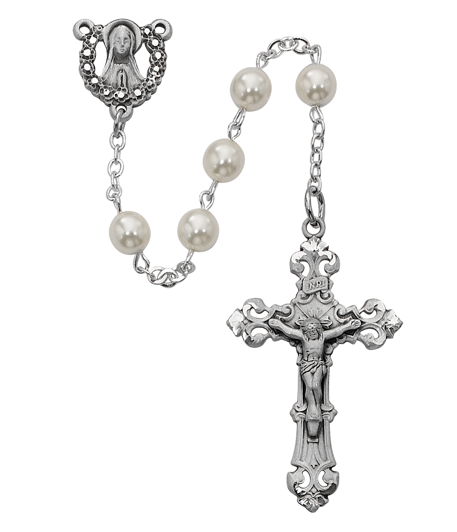 Pearl Madonna Rosary Sterling Silver