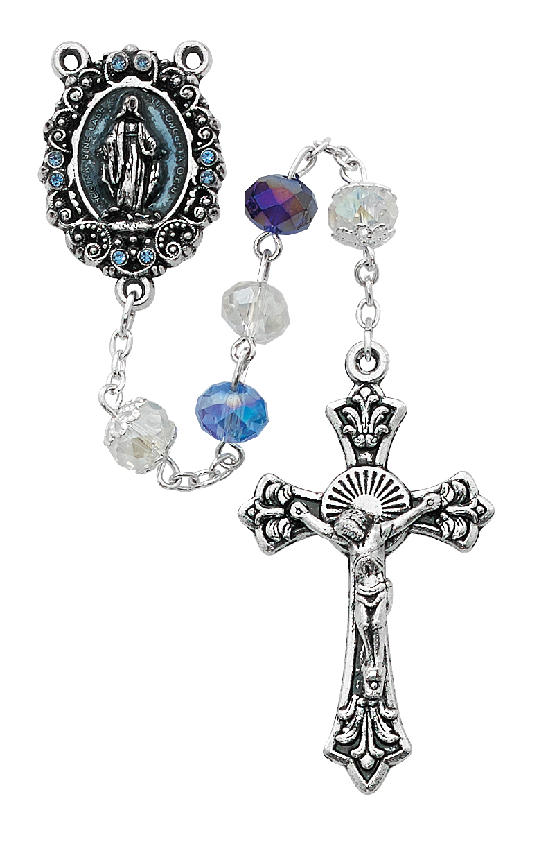 Blue Multi Crystal Rosary