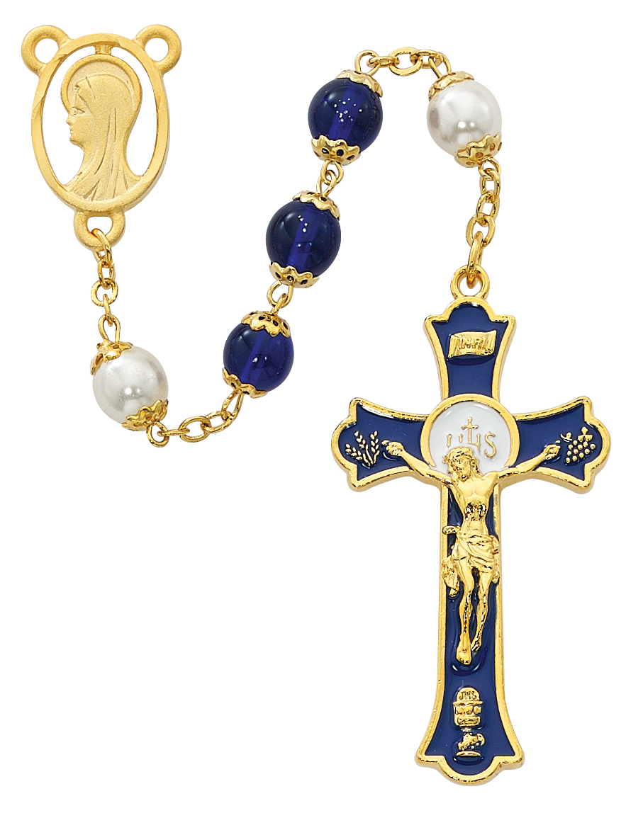 Blue Holy Mass Crucifix Rosary