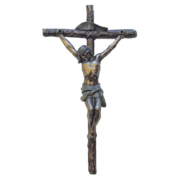 Crucifix Wall 16 in  Resin Bronze