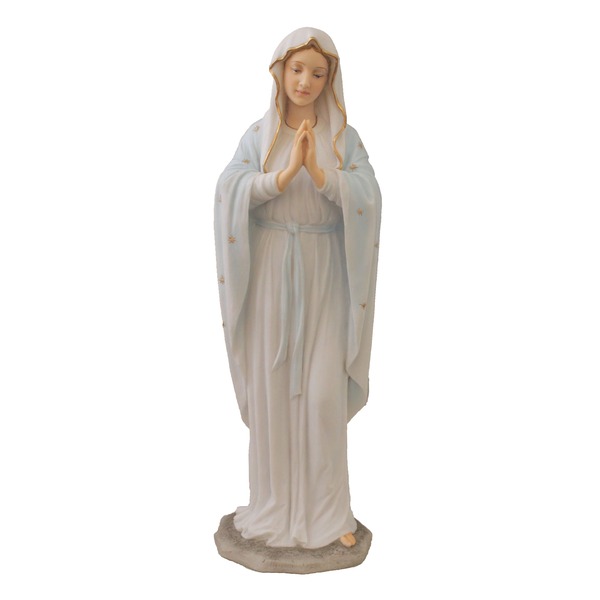 Statue Mary Praying Virgin 11.75 in Resin White and Gold