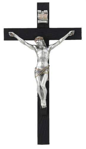 Crucifix Wall 10 inch Resin with Pewter Style Corpus