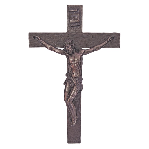 Crucifix Wall 17 in  Resin Bronze