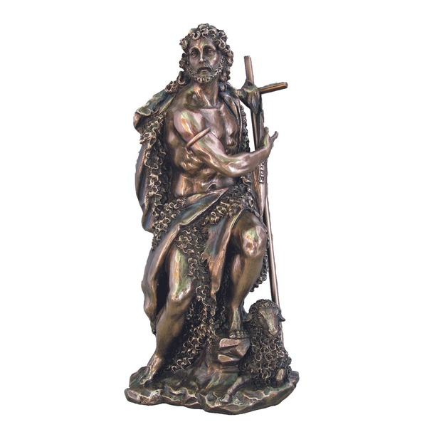 Statue St. John the Baptist 9.5 in Resin Bronze