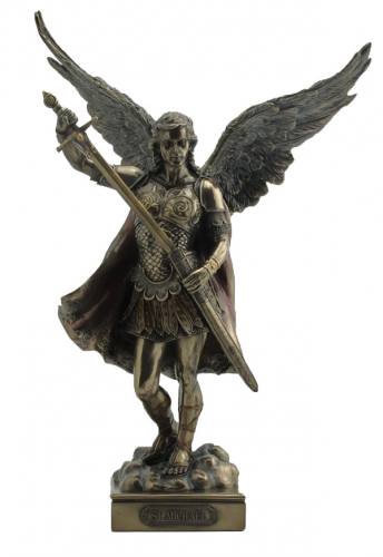 Statue St. Michael Archangel 13.5 Inch Resin Bronze