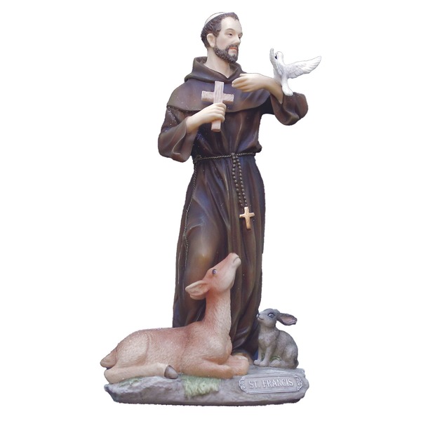Statue St. Francis 8.5 in Resin Hand Painted