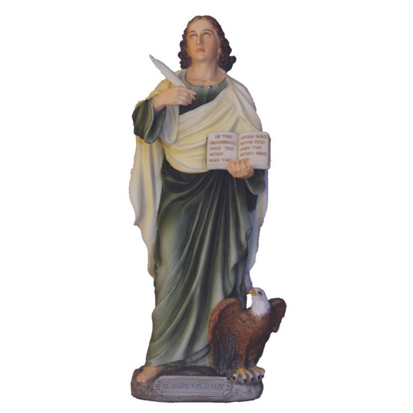 Statue St. John Evangelist 8 in Resin Hand Painted