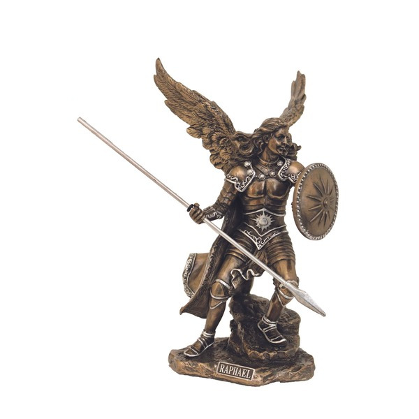 Statue St. Raphael 9 in Resin Bronze and Pewter