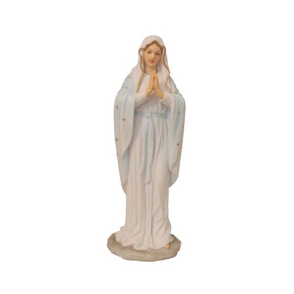 Statue Mary Praying Virgin 8 in Resin White and Gold
