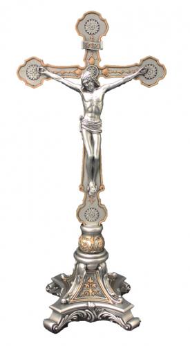 Crucifix Standing Ornate Veronese 13 inch Resin Pewter