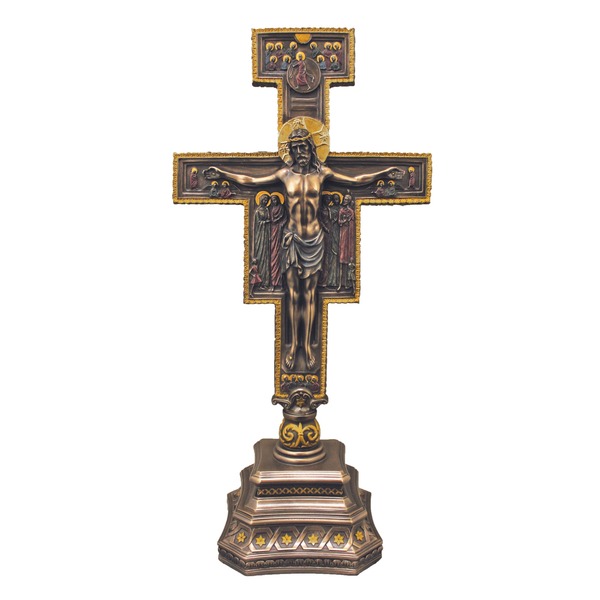 Crucifix Standing 14 in San Damiano Resin Bronze