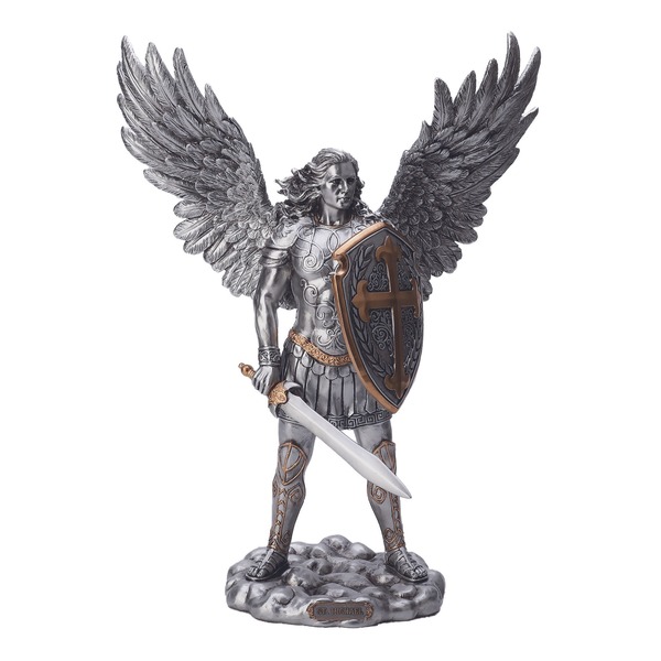 Statue St. Michael 13.5 in Resin Pewter