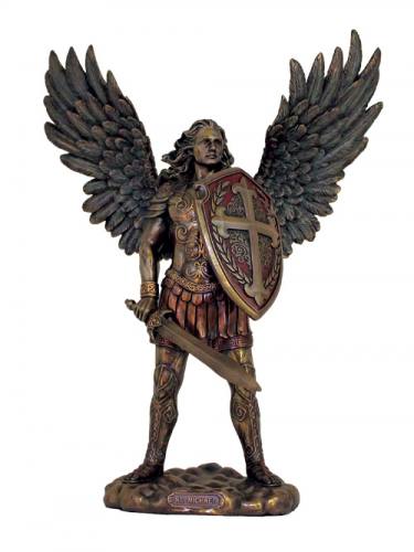 Statue St. Michael Archangel 11 Inch Resin Bronze Painted