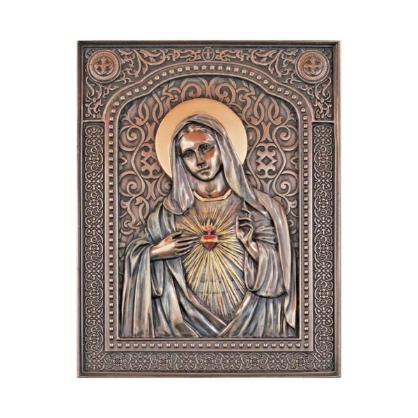 Plaque Mary Immaculate Heart  in Resin Bronze