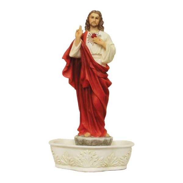 Holy Water Font 9" Jesus Sacred Heart Hand Painted