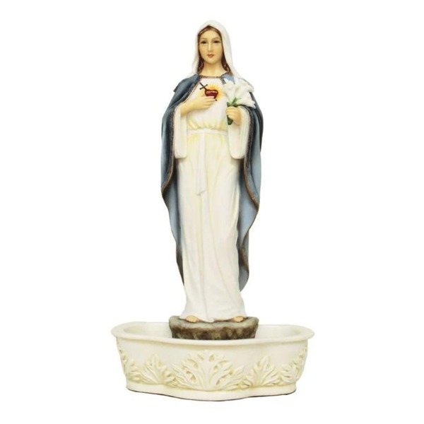 Holy Water Font 9" Mary Immaculate Heart Hand Painted