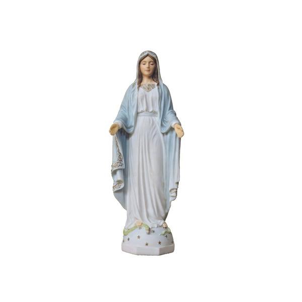 Statue Mary Our Lady of Grace 9 in Resin White and Gold