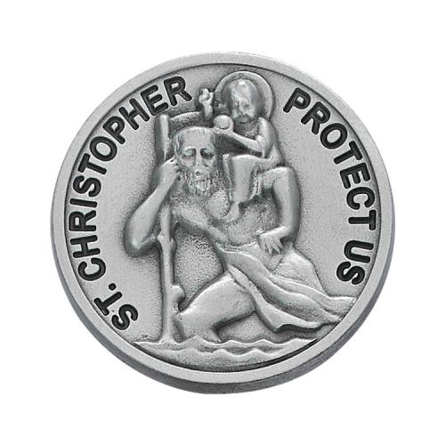 Visor Clip St. Christopher Medal Solid Pewter Silver