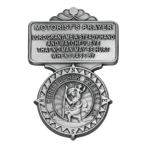 Visor Clip St. Christopher "Points of Safety" Medal Pewter