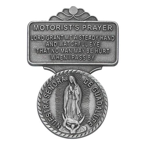 Visor Clip Mary Our Lady Guadalupe Medal "Motor Prayer" Pewter