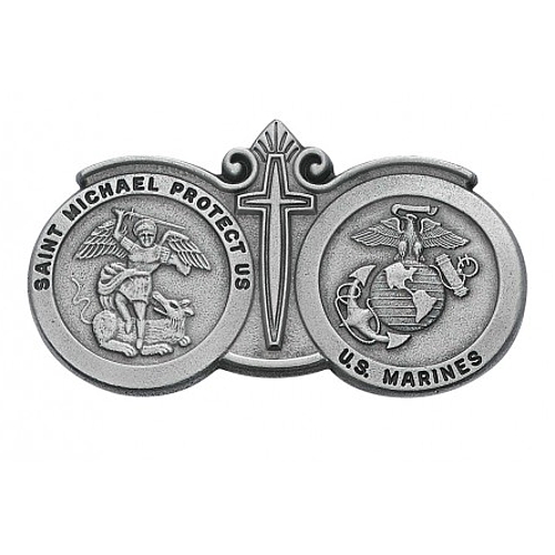 Visor Clip St. Michael Archangel US Marines Medal Pewter Silver