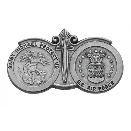 Visor Clip St. Michael Archangel & US Air Force Medals Pewter