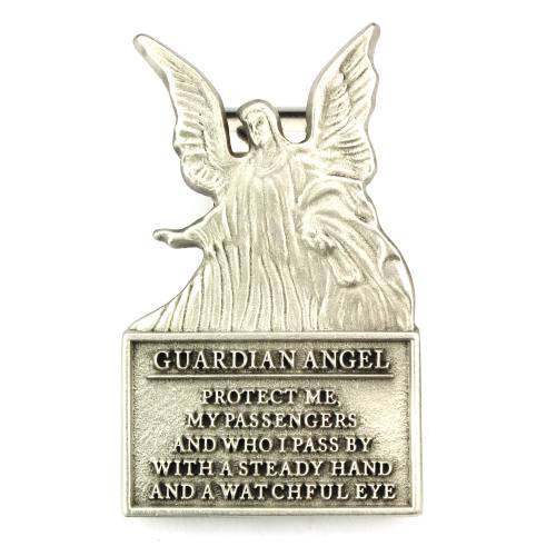 Visor Clip Guardian Angel "Protect Me" Prayer Pewter Silver