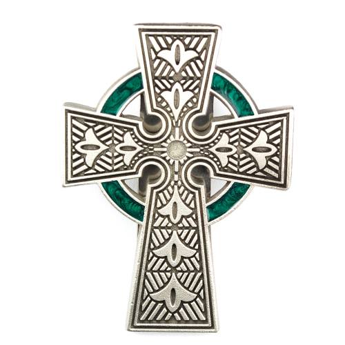Visor Clip Celtic Cross Pewter Silver Enameled