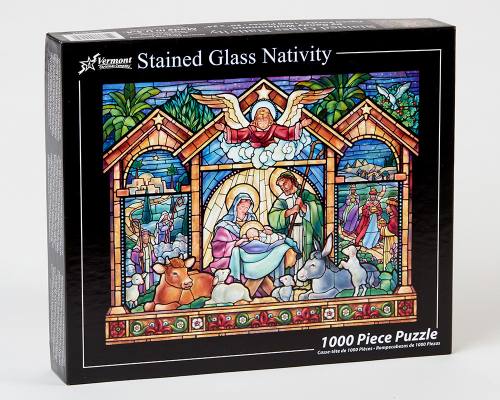 Puzzle Christmas Stained Glass Nativity 1000 Piece Jigsaw