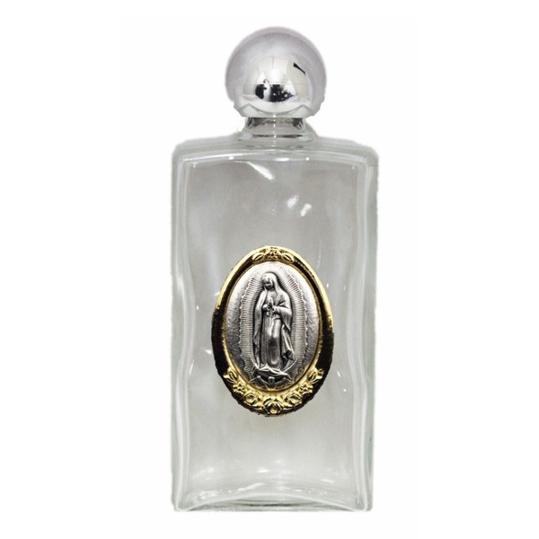 Holy Water Bottle Mary  Our Lady Guadalupe 8oz Glass