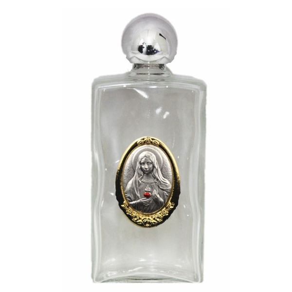 Holy Water Bottle Mary Immaculate Heart 8oz Glass